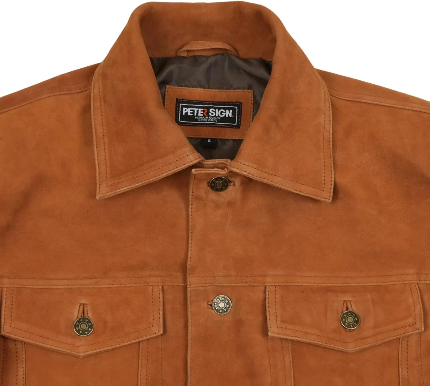 Men's Suede Leather Jacket | Genuine Suede Leather Trucker Jacket Shirt Collar Slim Fit Denim Style