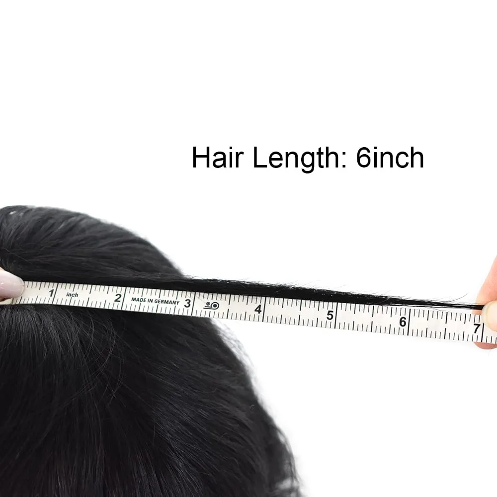 Mens Toupee with Human Hair 0.06-0.08mm Natural Thin Skin Base Size 8x10 inch Human Hair Pieces Replacement System for Men (8X10" WXL-100%Light Med-Light Density, 1B#-Natural Black)