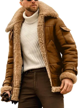 Men'S Vintage Suede Jacket Plush Collar Coats Faux Leather Jacket Men Zip Up Motorcycle Jacket Coats Retro Tops