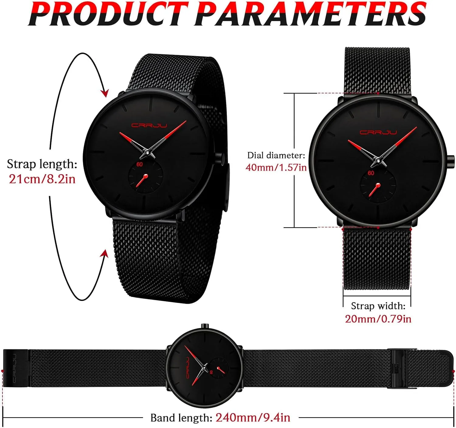 Mens Watches Ultra-Thin Minimalist Waterproof - Fashion Wrist Watch for Men Unisex Dress with Stainless Steel Mesh Band