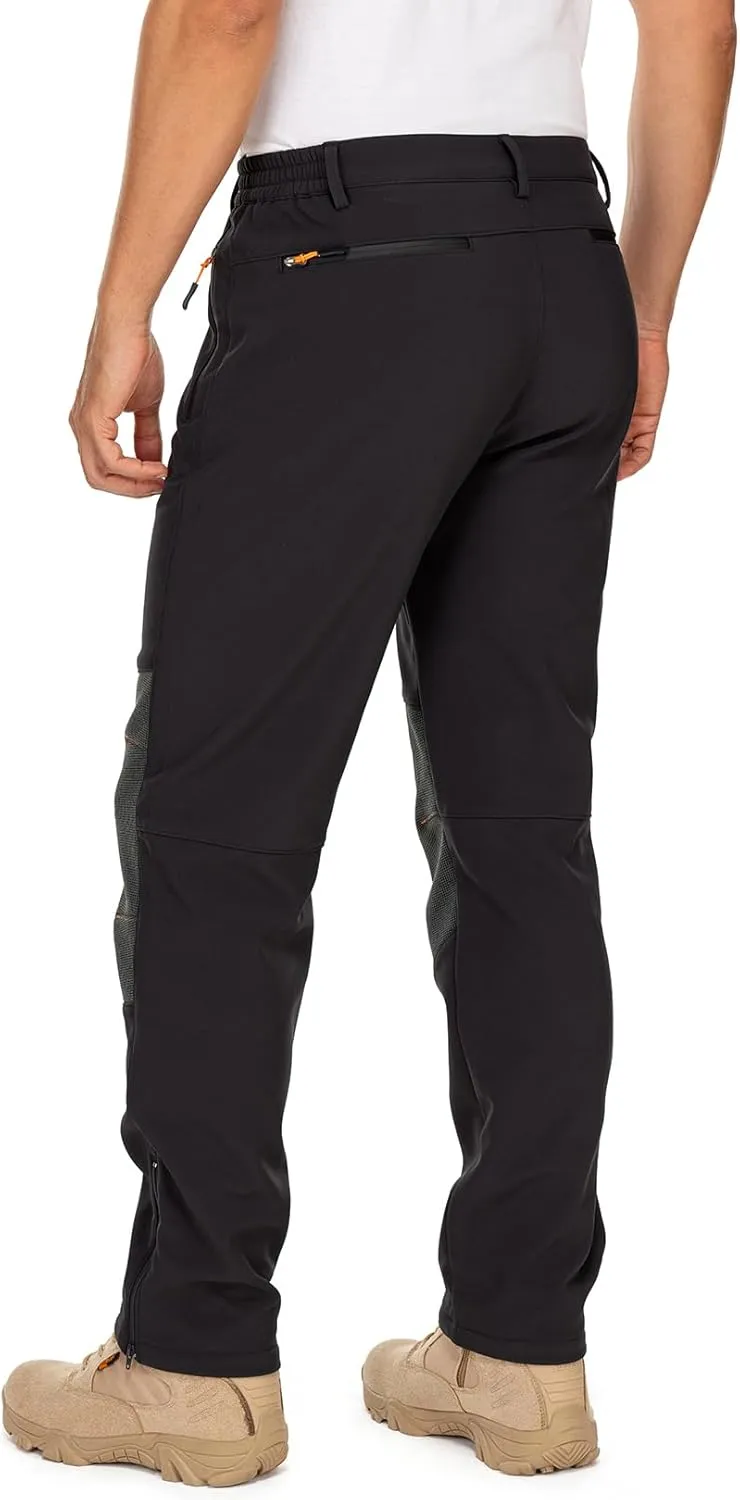 Mens Waterproof Hiking Pants,Snow Ski Fleece Lined Insulated Pants Soft Shell Winter Pants Camping Fishing Work Outdoor