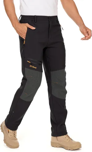 Mens Waterproof Hiking Pants,Snow Ski Fleece Lined Insulated Pants Soft Shell Winter Pants Camping Fishing Work Outdoor