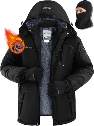 Men's Winter Coats,Fleece-Lined,With Fleece Balaclava,Waterproof&Windproof,Ski Snow Jackets