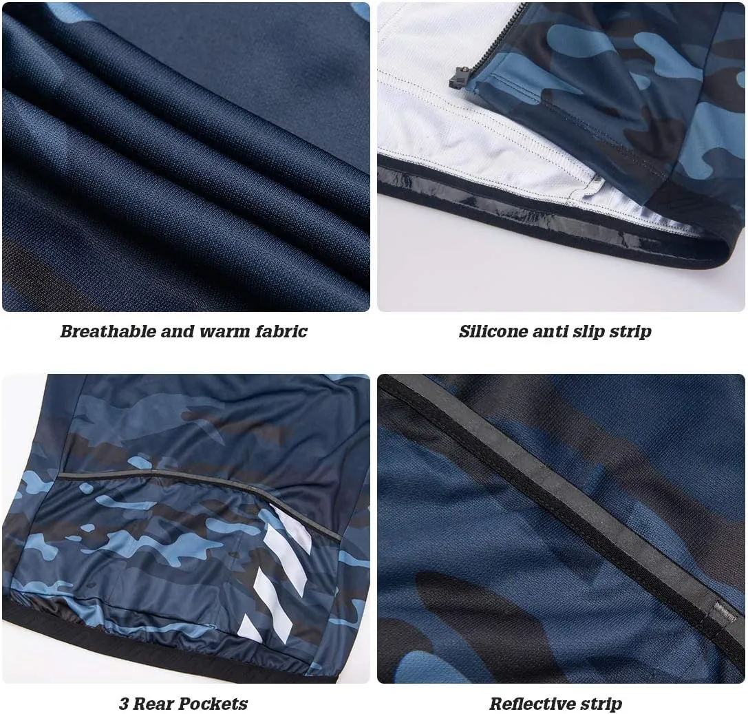 Men's Winter Cycling Jacket Windproof Waterproof Softshell Thermal Fleece Breathable Bike Jersey for Outdoors, Cycling