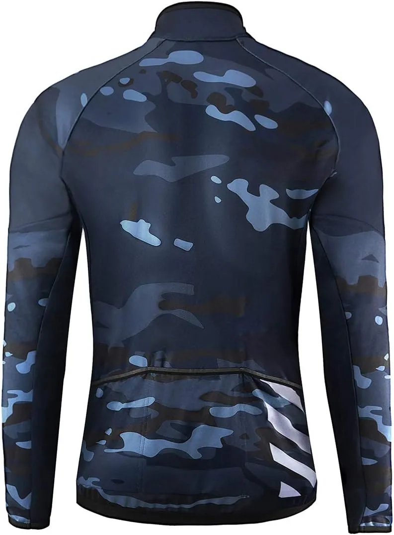 Men's Winter Cycling Jacket Windproof Waterproof Softshell Thermal Fleece Breathable Bike Jersey for Outdoors, Cycling