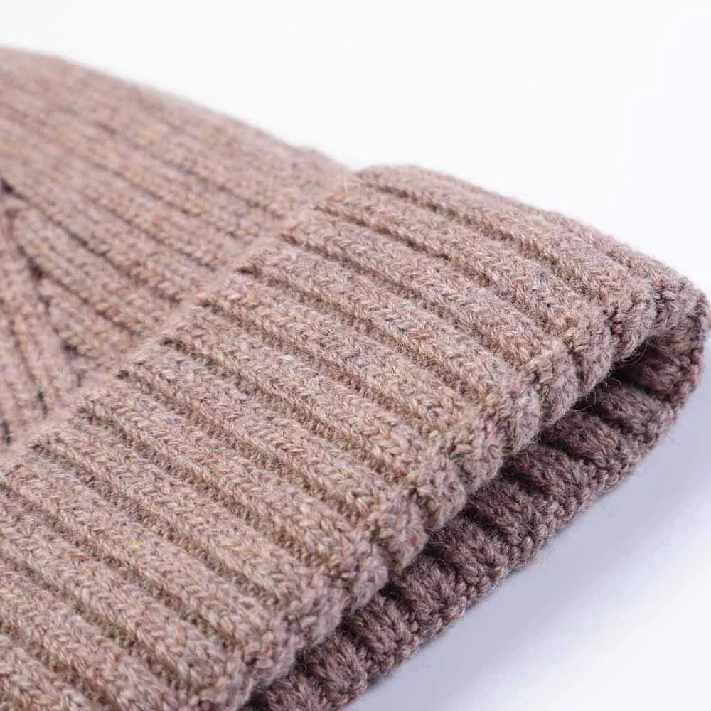 Mens Winter Knit Twill Beanie Hat Fleece Lined Ear Warmer Roll up Edge Skullcap