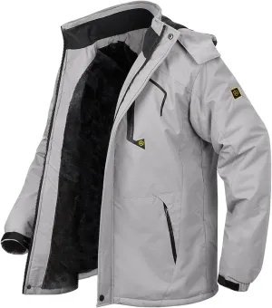 Men's Winter Ski Jacket Warm Fleece Waterproof Outdoor Mountain Hiking Windbreaker Hooded Snow Rain Coat