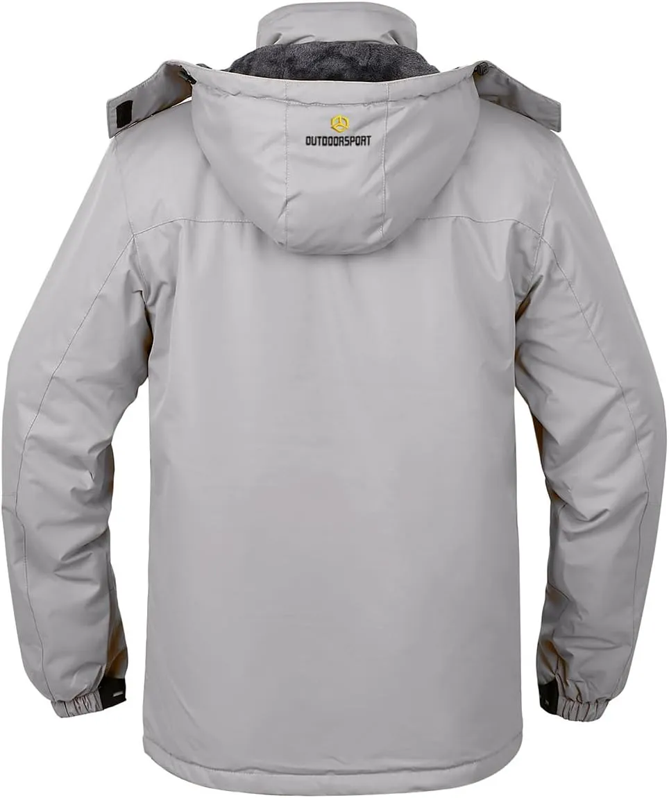 Men's Winter Ski Jacket Warm Fleece Waterproof Outdoor Mountain Hiking Windbreaker Hooded Snow Rain Coat