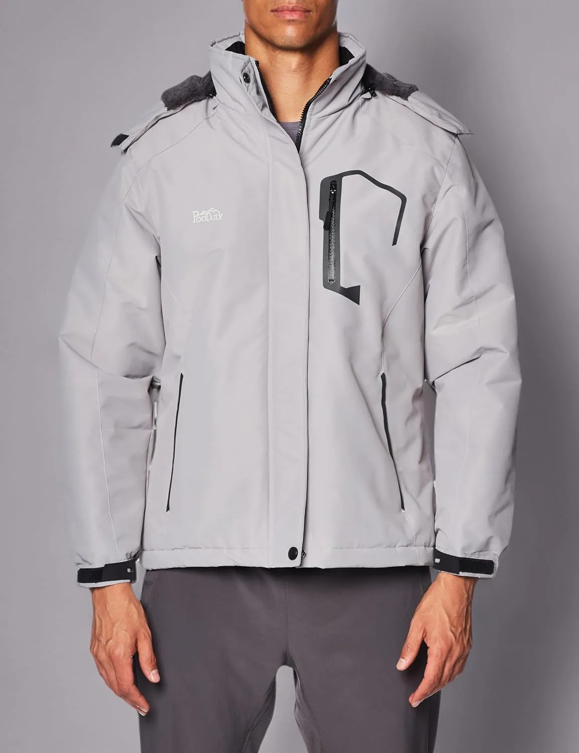 Men's Winter Ski Jacket Warm Fleece Waterproof Outdoor Mountain Hiking Windbreaker Hooded Snow Rain Coat