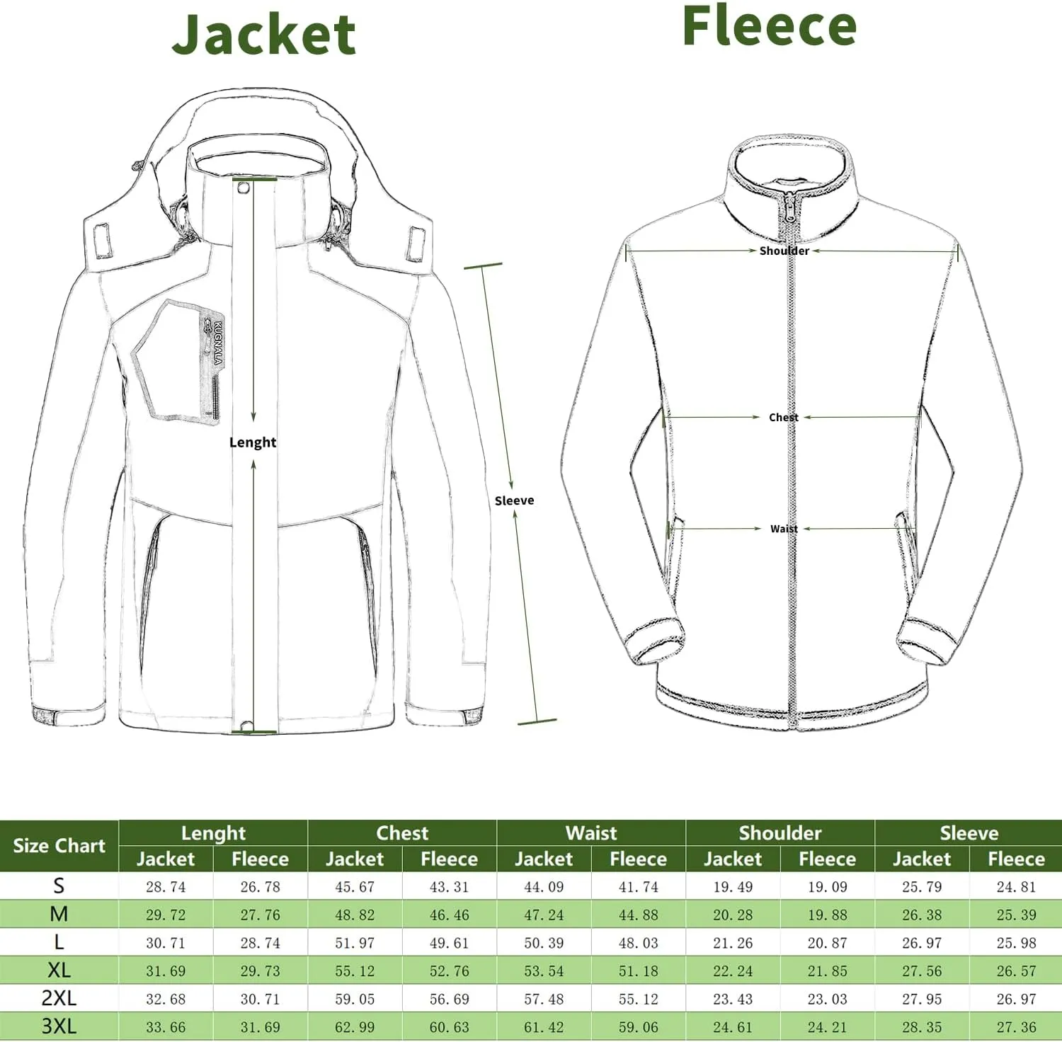 Mens Winter Skiing Jacket 3 in 1 Waterproof Warm Snow Fleece Lining Coat Hooded Windproof Jacket S-6XL