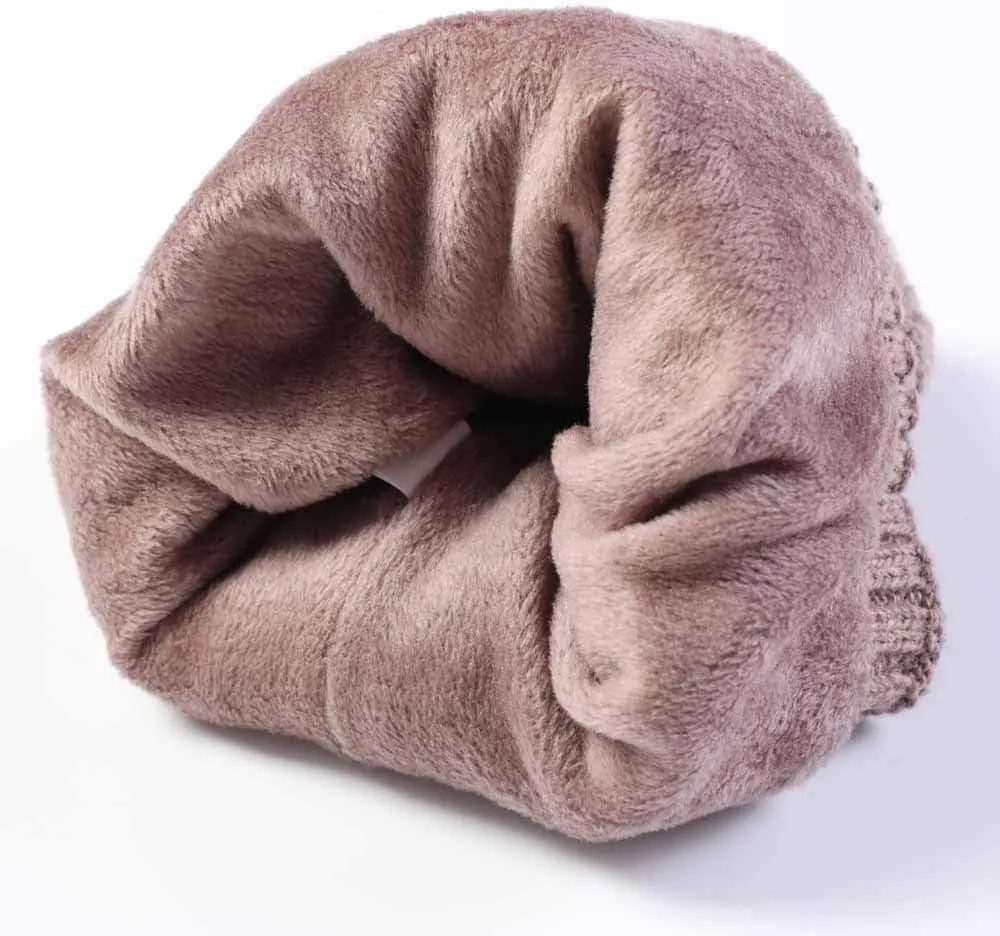 Mens Winter Twist Knit Beanie Hat Fleece Lined Ear Warmer Roll up Edge Skullcap