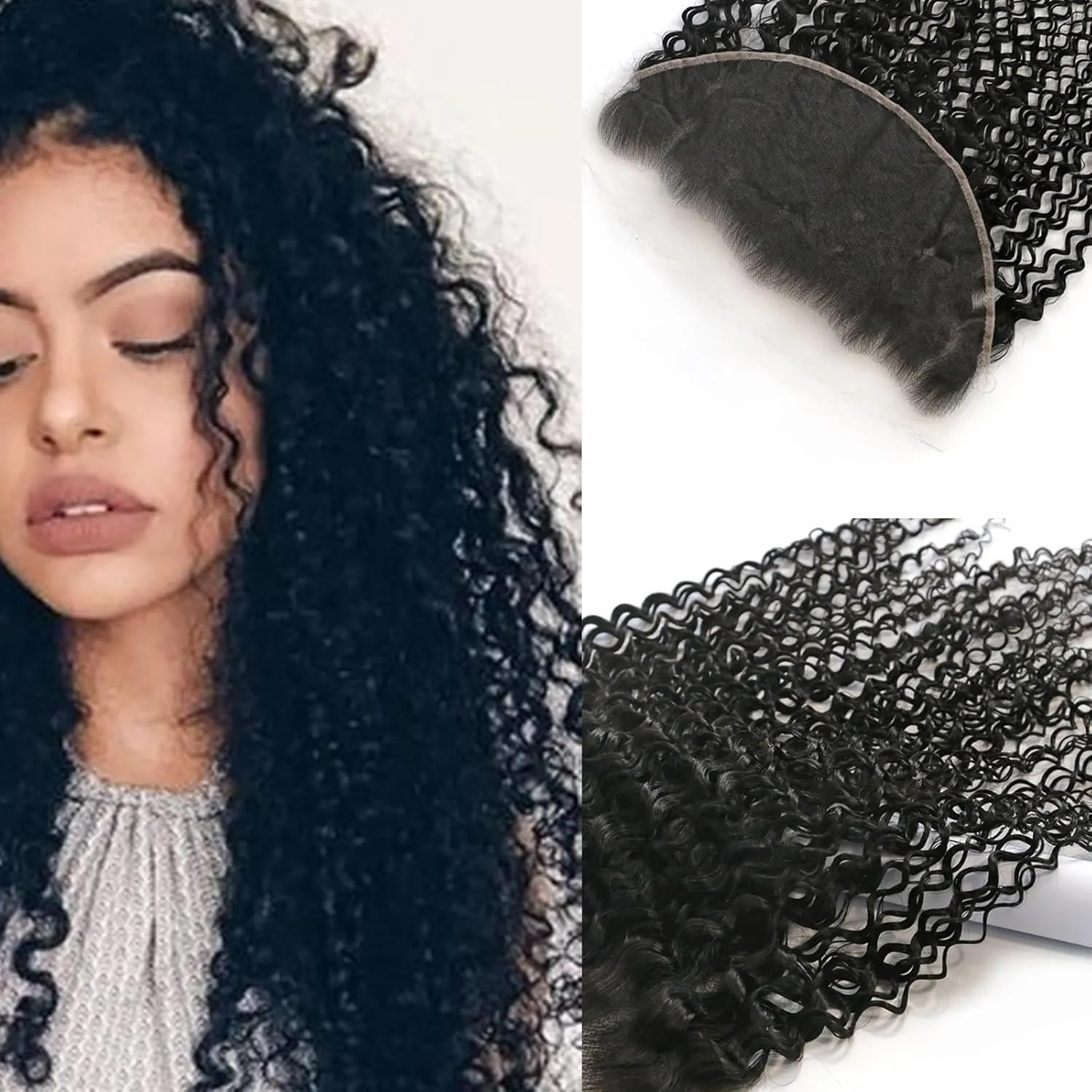 MEODI 13x6 Skinlike Real HD Lace Frontal Only, Vivid Pre-plucked Hairline Small Knot 0.1MM Ultra-thin Invisible HD Lace Frotnal Deep Curly Human Hair 20 Inch