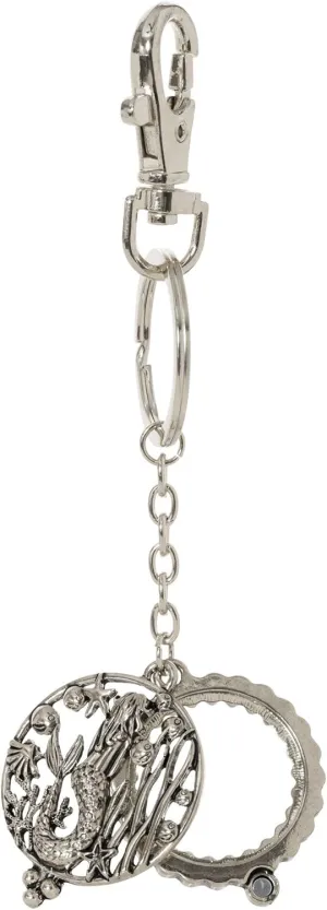 Mermaid 4X Magnifying Glass Sliding Top Key Chain (Silver Tone)
