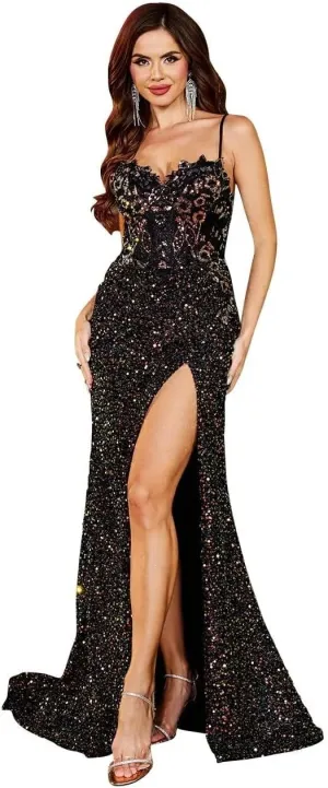 Mermaid Evening Gowns for Women Formal Sequin Prom Dresses with Slit Beaded Sparkly Homecoming Dresses Long 2025