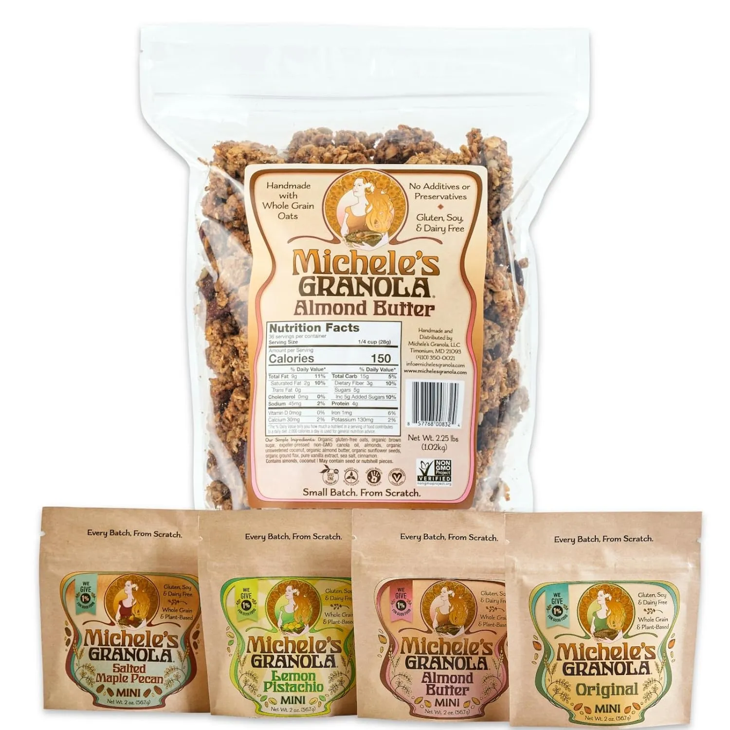 Michele's Granola Almond Butter Bulk and Michele's Mini Snack Packs, Variety Pack
