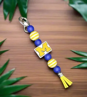 Michigan Wolverines Silicone Beaded Keychain