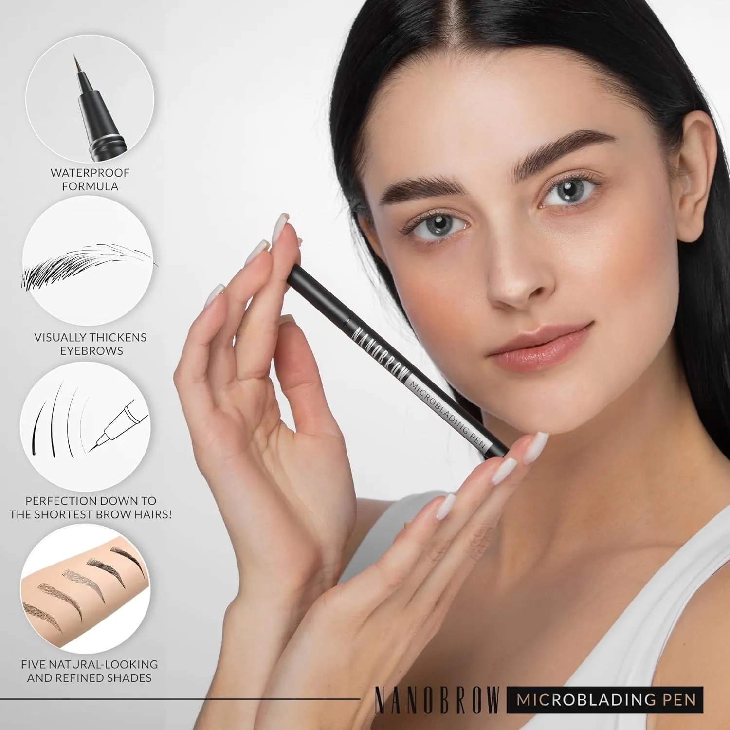 Microblading Pen Espresso - Enhancing, Thickening, Eyebrow Filling. Brow pen with ultra-thin tip