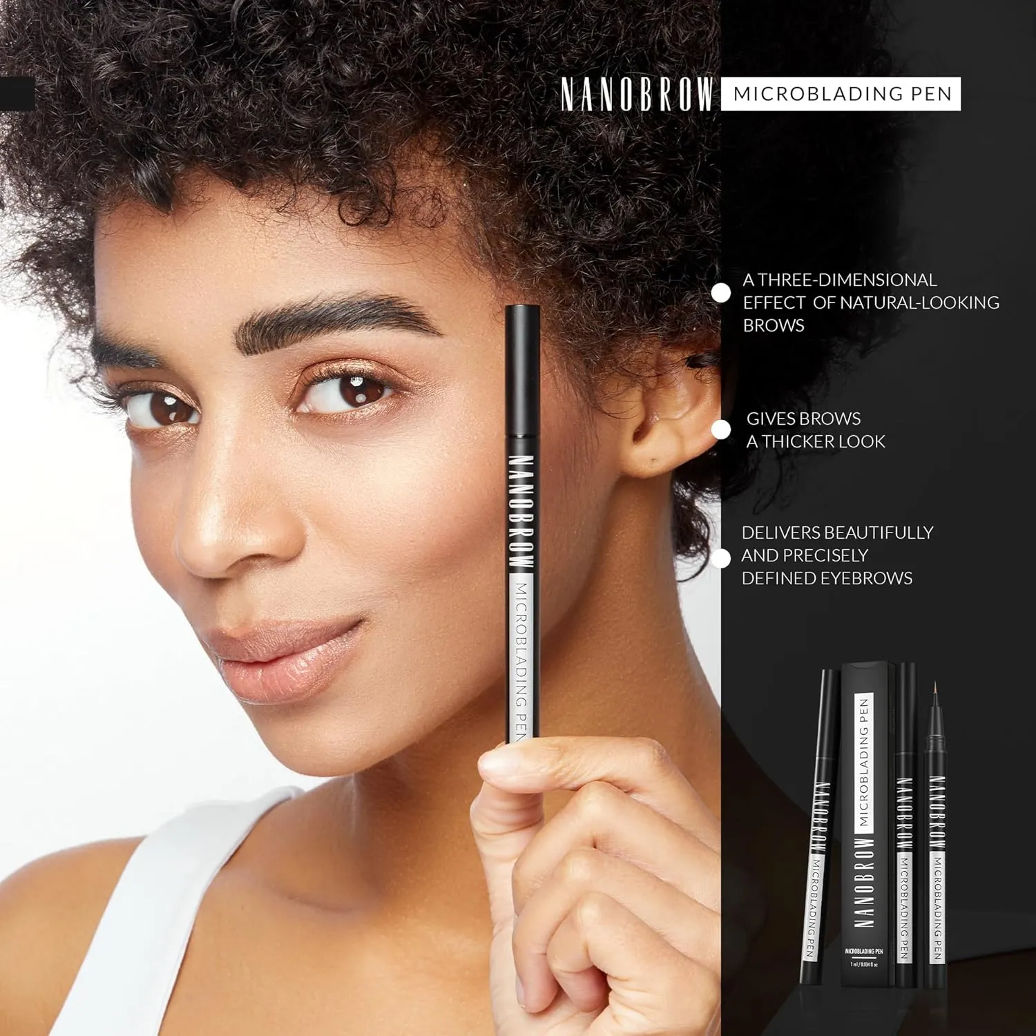 Microblading Pen Espresso - Enhancing, Thickening, Eyebrow Filling. Brow pen with ultra-thin tip