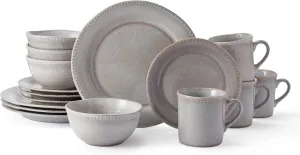 Mikasa Ellie Grey 16 Piece Dinnerware Set, Service For 4, Gray
