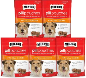 Milk-Bone Pill Pouches with Real Chicken Dog Treats, 6 Ounce Bag (Pack of 5)