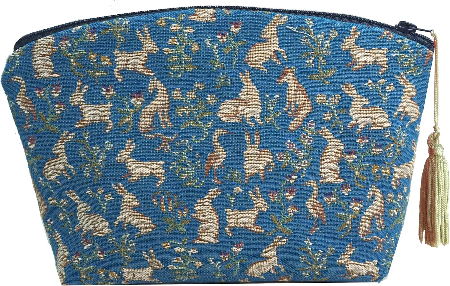 Milles Fleurs et Petits Animaux, Rouge (1000 Flowers & Small Animals, Red) French Jacquard Tapestry Zippered Case (Pouchette), Imported, Lady & The Unicorn