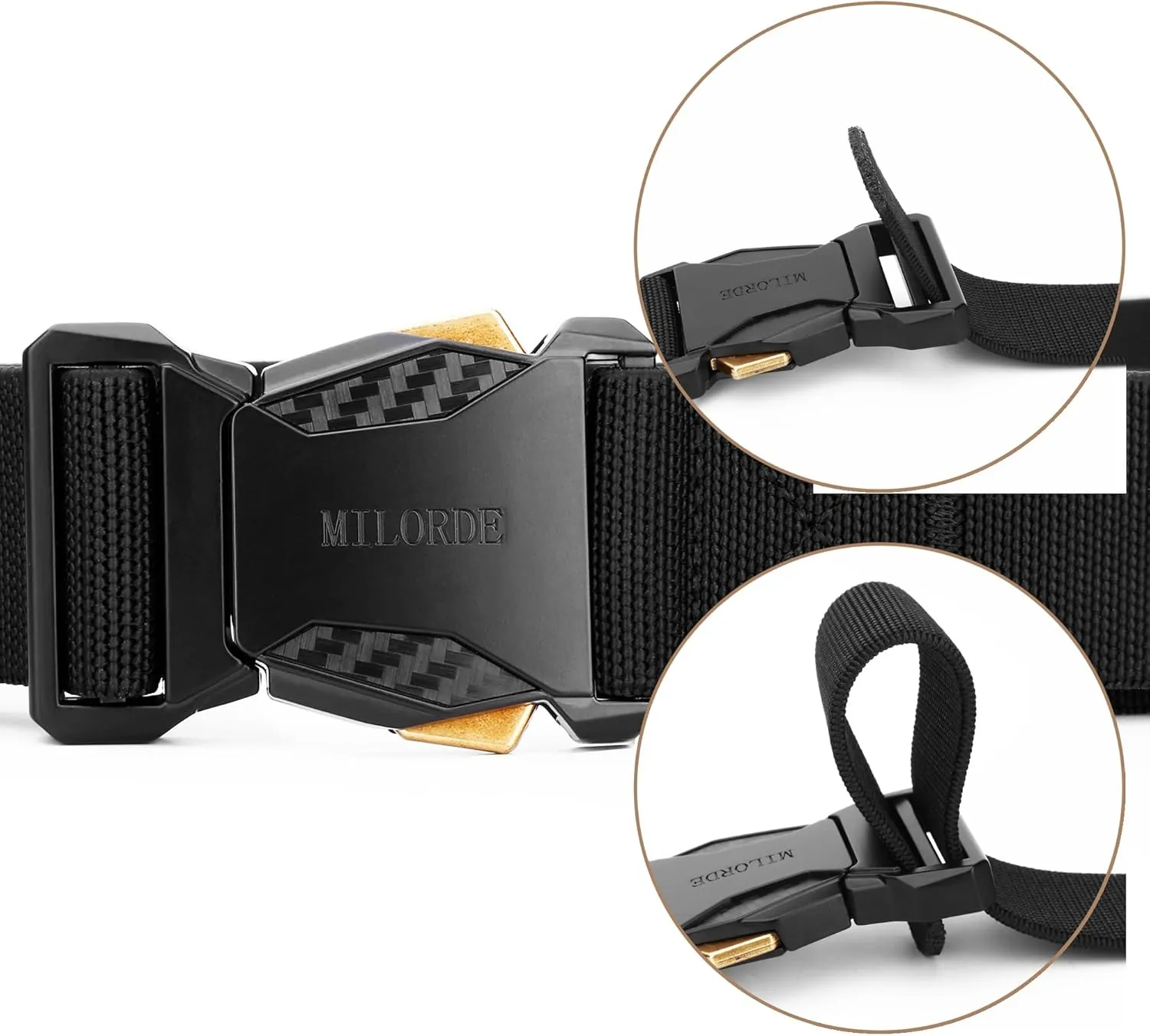 MILORDE Men Tactical Belt,Stretch Nylon Web,Hiking Rigger Military Work-Quick Release
