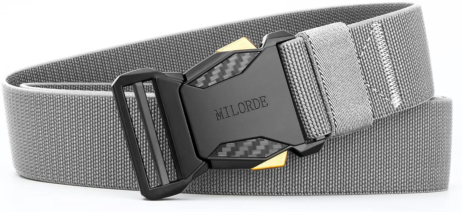 MILORDE Men Tactical Belt,Stretch Nylon Web,Hiking Rigger Military Work-Quick Release
