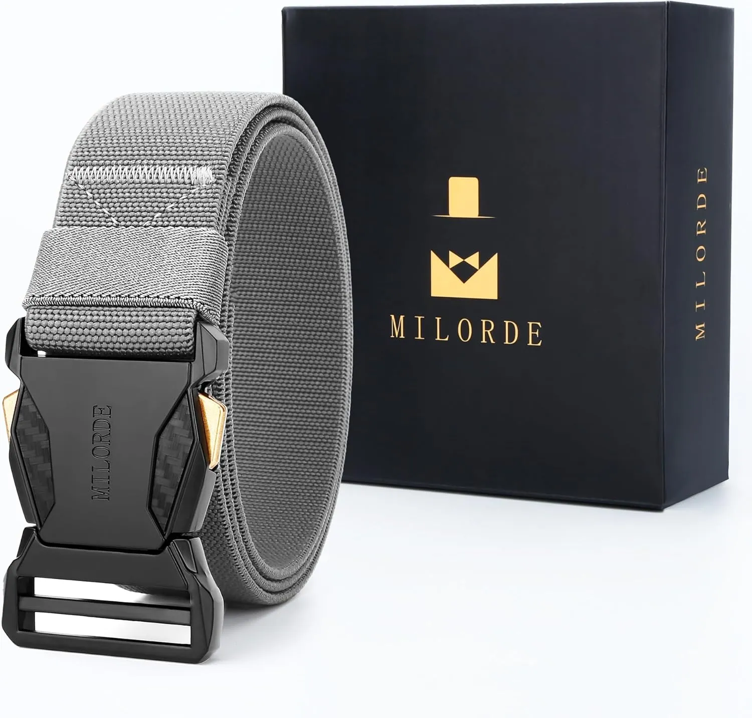 MILORDE Men Tactical Belt,Stretch Nylon Web,Hiking Rigger Military Work-Quick Release