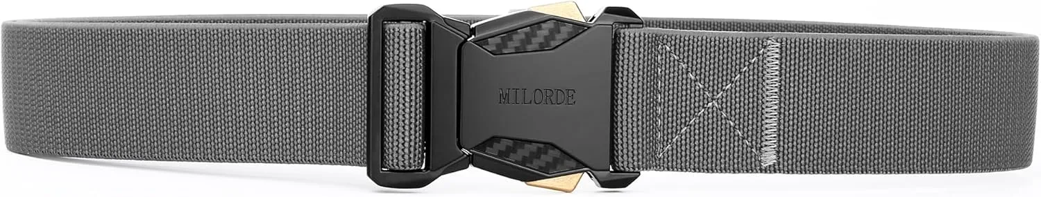 MILORDE Men Tactical Belt,Stretch Nylon Web,Hiking Rigger Military Work-Quick Release