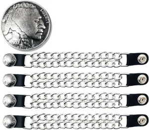 Milwaukee Leather Indian Head Medallion Vest Extender - Double Chrome Chains Genuine Leather 8.5" Extension 4-PCS MLA6044SET - 6 Inch
