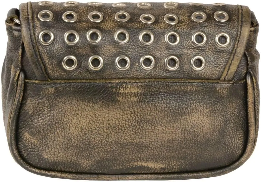 Milwaukee Leather MP8830 Ladies Distress Brown Leather Chain Strap Shoulder Bag