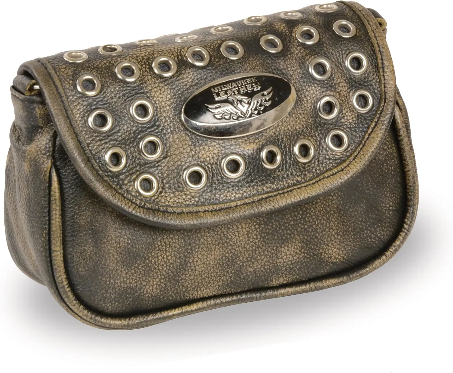 Milwaukee Leather MP8830 Ladies Distress Brown Leather Chain Strap Shoulder Bag