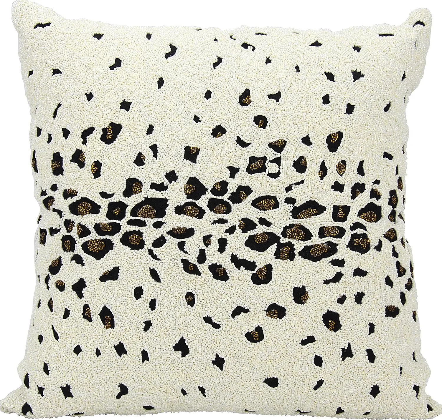 Mina Victory Luminescence Beaded Leopard Ivory 20" x 20" Throw Pillow