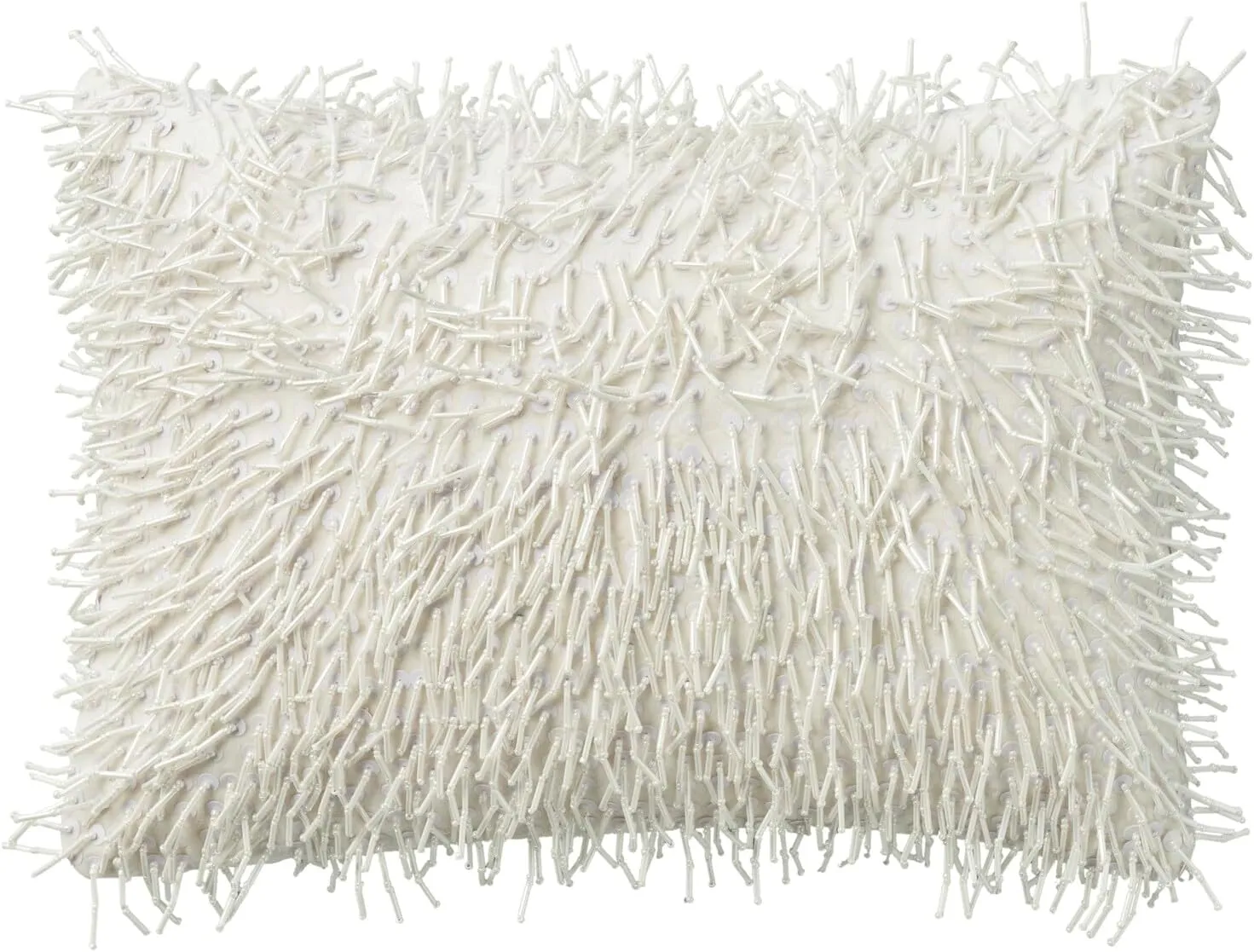 Mina Victory Luminescence Beaded Tassels White 10" X 14" Throw Pillow