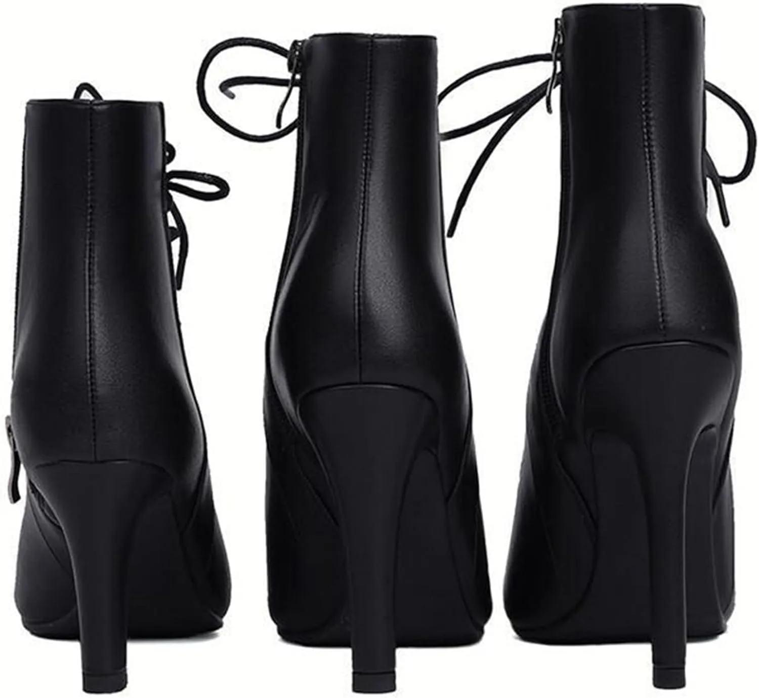 Minishion Ballroom Dance Booties for Women Peep Toe Lace-up Outdoor Dressy Ankle Boots Z004