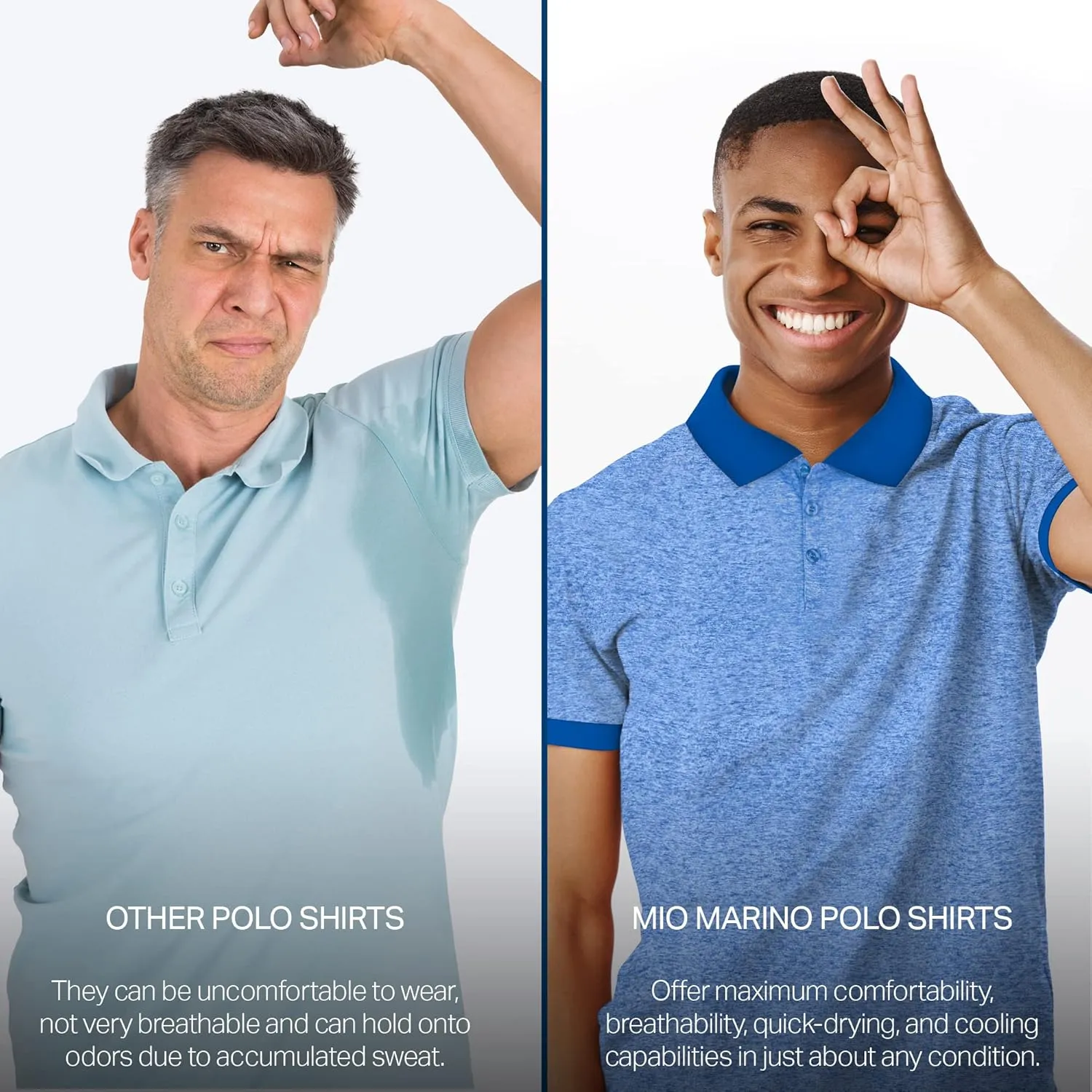 Mio Marino Golf Polo Shirts for Men - Dry Fit - Ultra-Thin Breathable Fabric