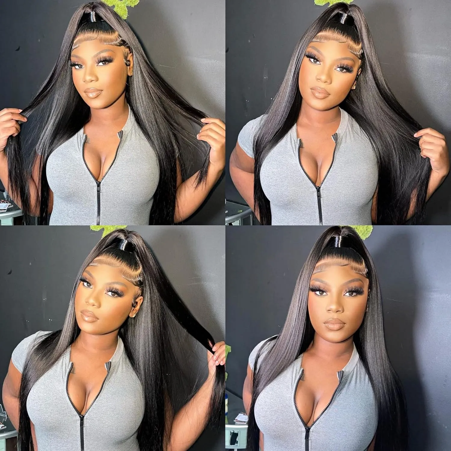 Miss Flower 250 Density Ultra-thin Invisible SKINLIKE HD Lace Front Wigs Human Hair 26Inch 280g Large Lace Space 13x4 Straight Full Frontal Wigs Virgin Human Hair Pre Plucked For Black Women