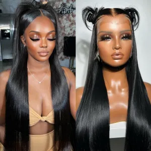Miss Flower 250 Density Ultra-thin SKINLIKE HD Lace Wig 13x6 Full Frontal Wigs Human Hair Pre Plucked Tiny Knots Frayed Ends 20Inch 15A Grade Straight Lace Front Wigs Human Hair For Black Women