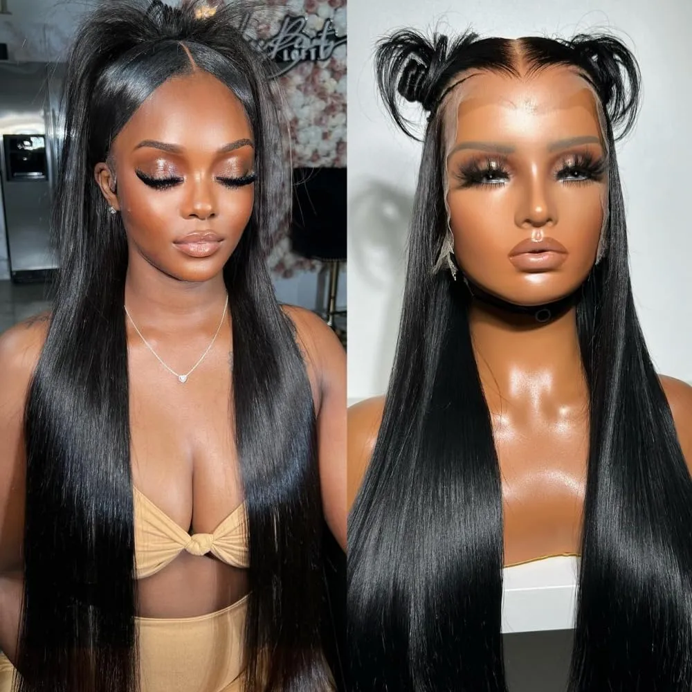 Miss Flower 250 Density Ultra-thin SKINLIKE HD Lace Wig 13x6 Full Frontal Wigs Human Hair Pre Plucked Tiny Knots Frayed Ends 20Inch 15A Grade Straight Lace Front Wigs Human Hair For Black Women