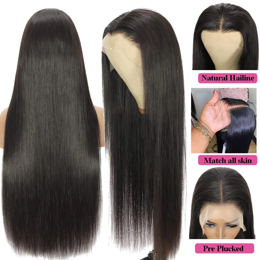 Miss Flower 250 Density Ultra-thin SKINLIKE HD Lace Wig 13x6 Full Frontal Wigs Human Hair Pre Plucked Tiny Knots Frayed Ends 20Inch 15A Grade Straight Lace Front Wigs Human Hair For Black Women