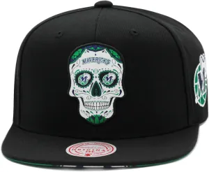 Mitchell & Ness Dallas Mavericks NBA Sugar Skull Snapback Hat Adjustable Cap - Black