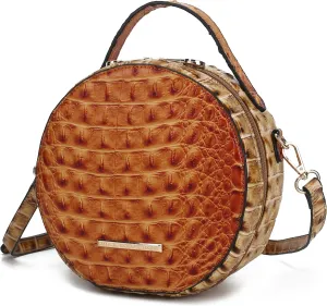 MKF Collection Round Bag for Women, Vegan Leather Circle Crossbody Bag Shoulder Purse by Mia K