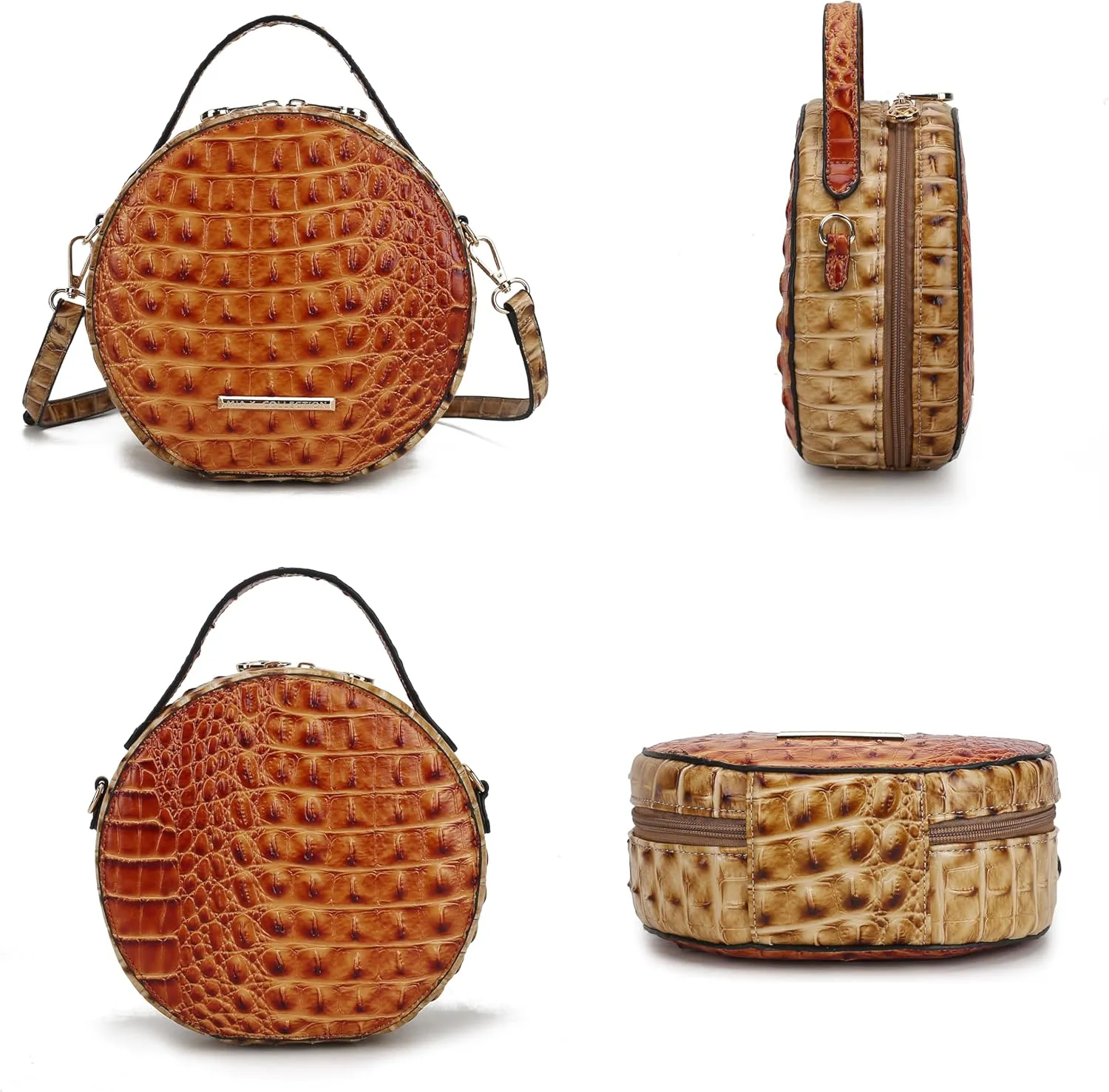 MKF Collection Round Bag for Women, Vegan Leather Circle Crossbody Bag Shoulder Purse by Mia K