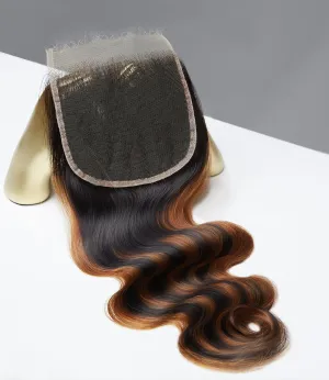 Mlip 5x5 HD Lace Closure Body Wave, 0.10mm Ultra Thin Invisible Swiss Lace, Skinlike Real HD Lace Melt into Skin Perfectly, Pre-plucked Natural Hairline, Raw Indian Human Hair 14 Inch Highlight Color