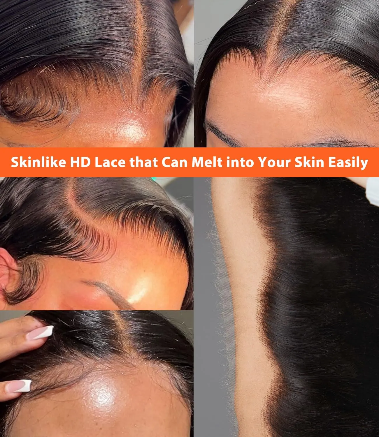 Mlip 5x5 HD Lace Closure Body Wave, 0.10mm Ultra Thin Invisible Swiss Lace, Skinlike Real HD Lace Melt into Skin Perfectly, Pre-plucked Natural Hairline, Raw Indian Human Hair 14 Inch Highlight Color