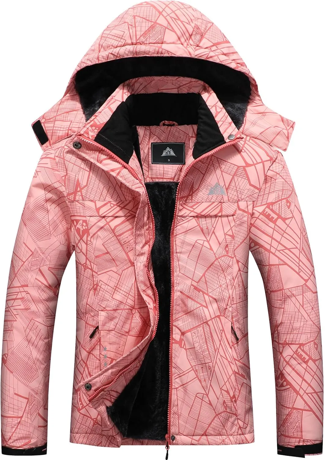 MOERDENG Women's Ski Jacket Warm Winter Coat Hooded Snowboarding Jackets Waterproof Mountain Windbreaker for Hiking Traval