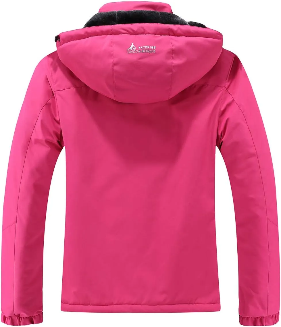 MOERDENG Women's Waterproof Ski Jacket Warm Winter Snow Coat Mountain Windbreaker Hooded Raincoat Jacket
