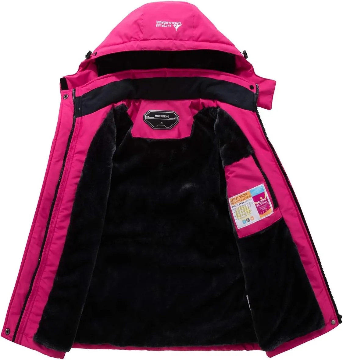 MOERDENG Women's Waterproof Ski Jacket Warm Winter Snow Coat Mountain Windbreaker Hooded Raincoat Jacket