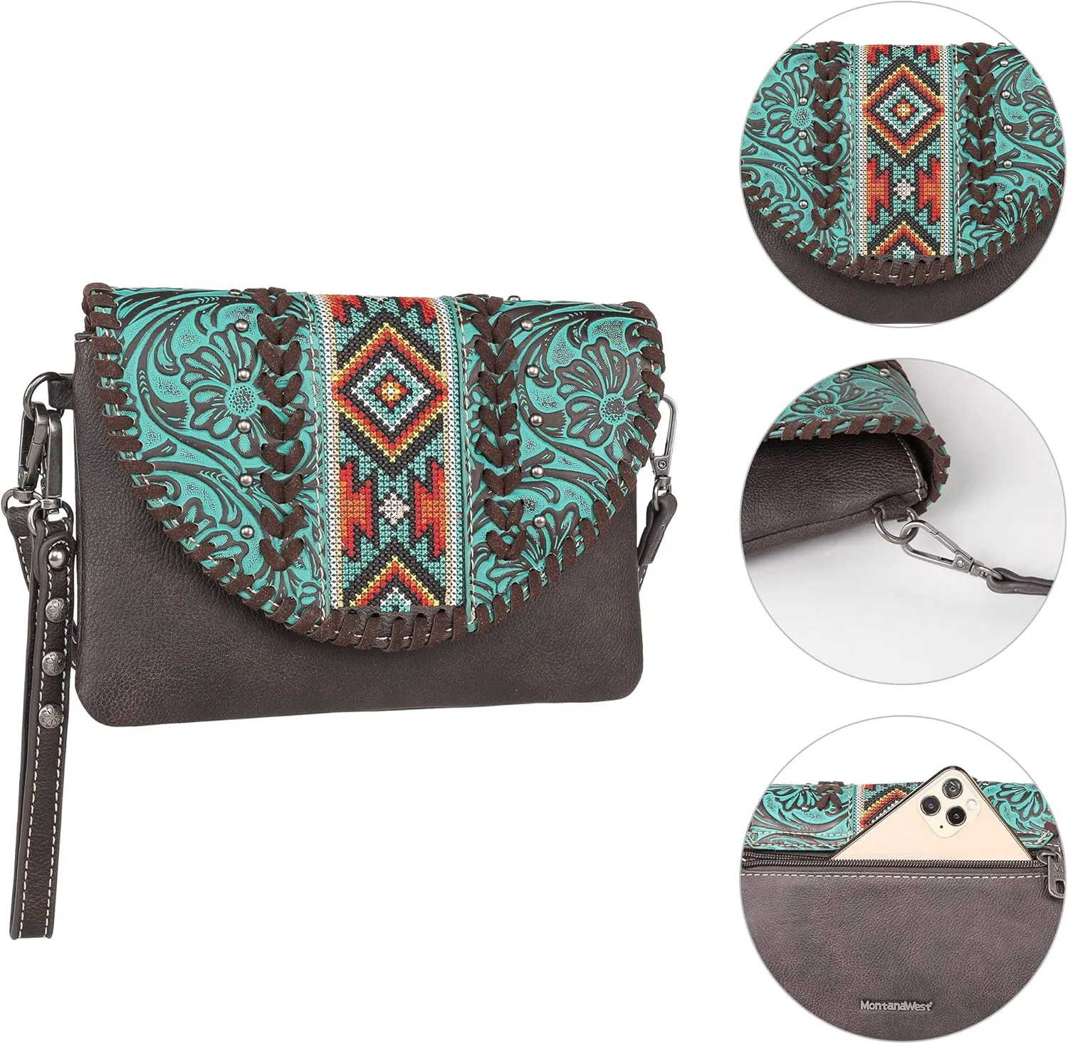 Montana West Crossbody Bags for Women Western Clutch Purses Cross Body Bag with Removable Strap
