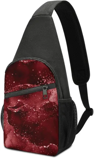 Moody Crimson Agate Dark Blood Red Jewel Tone Unisex Chest Bag, Travel, Running, Hiking Sports Bag, Portable Mobile Phone Bag
